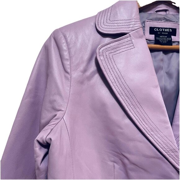 CLOTHES BY REVUE Liliac 100% Lamb Leather 3/4 Length Sleeve Short Jacket Sz M - Picture 5 of 7